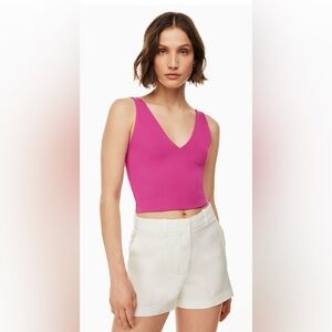 Babaton Contour V-Neck Tank Top Crop Woman’s XS Extra Small Luxe Second Skin EUC